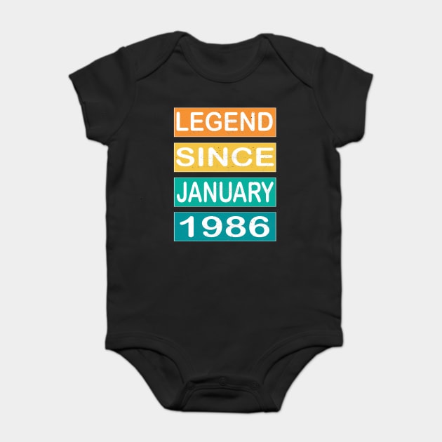 LEGEND SINCE JANUARY 1986 Baby Bodysuit by Pixel Threads 